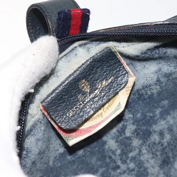 GUCCI GG Supreme Sherry Line Shoulder Bag PVC Navy Red - Picture 13 of 16